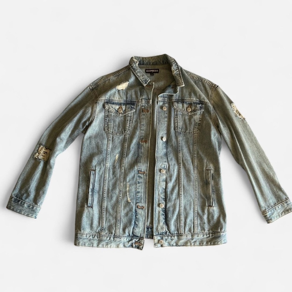 Express - Distressed Relaxed Fit Jean Jacket